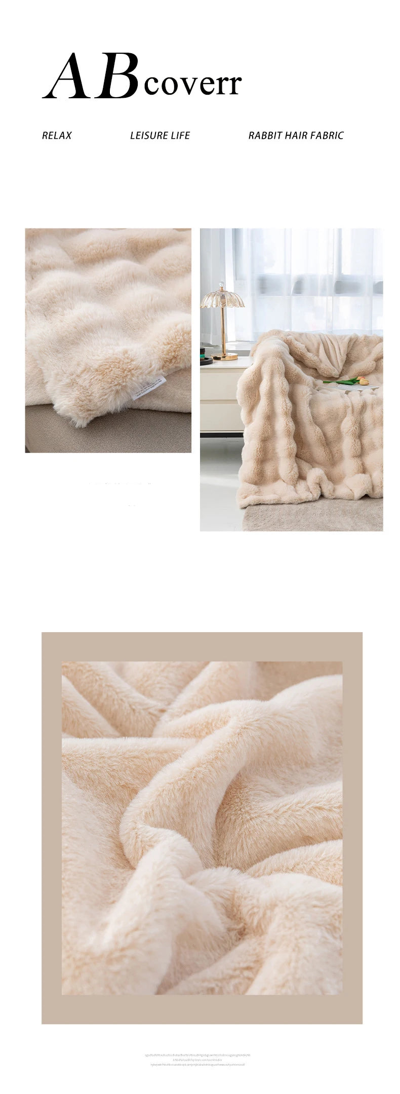 Rabbit Plush Blanket for Winter Warmth in Air Conditioned Rooms and Sofas Ultra Soft Cozy Throw-A