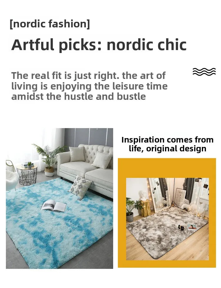 Rakks Tie Dye Silk Plush Geometric Living Room Rug 100 Percent Polyester Pile Ultra Soft-A