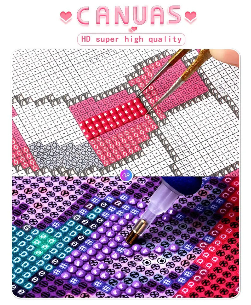 Potdemiel Resin AB Fairy Dust 5D Diamond Painting Kit A Light Up Full Drill Canvas With Color Shifting Sparkle-A