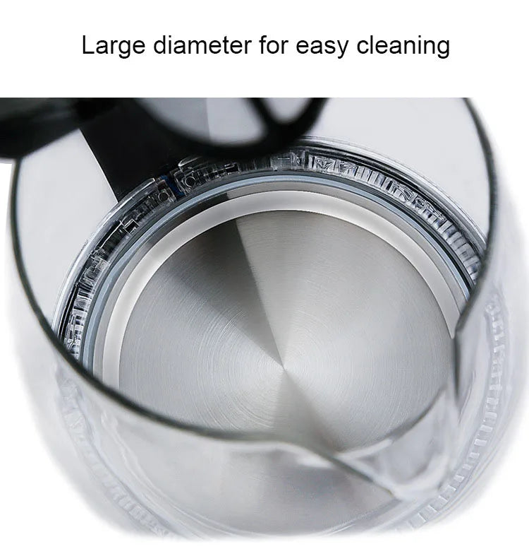 Diamri Cordless Glass Kettle 2L With LED Indicator Whisper Quiet Boil Borosilicate Glass Water Kettle-A