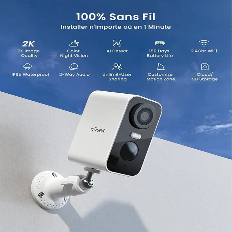 IEGEEK 2K Wireless Battery Camera With Night Vision AI