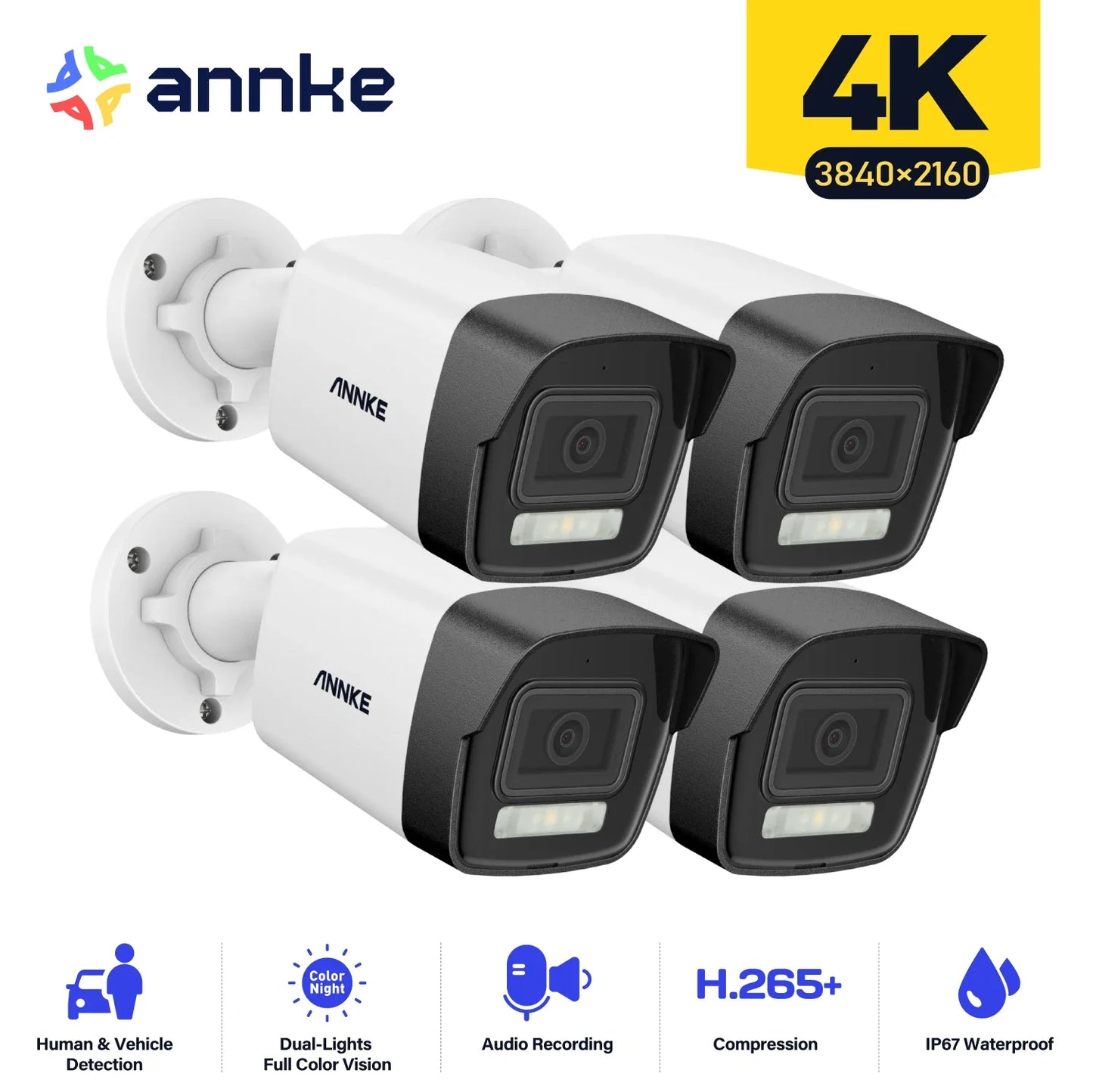 ANNKE 8MP POE Security Camera Kit With Night Vision Weatherproof