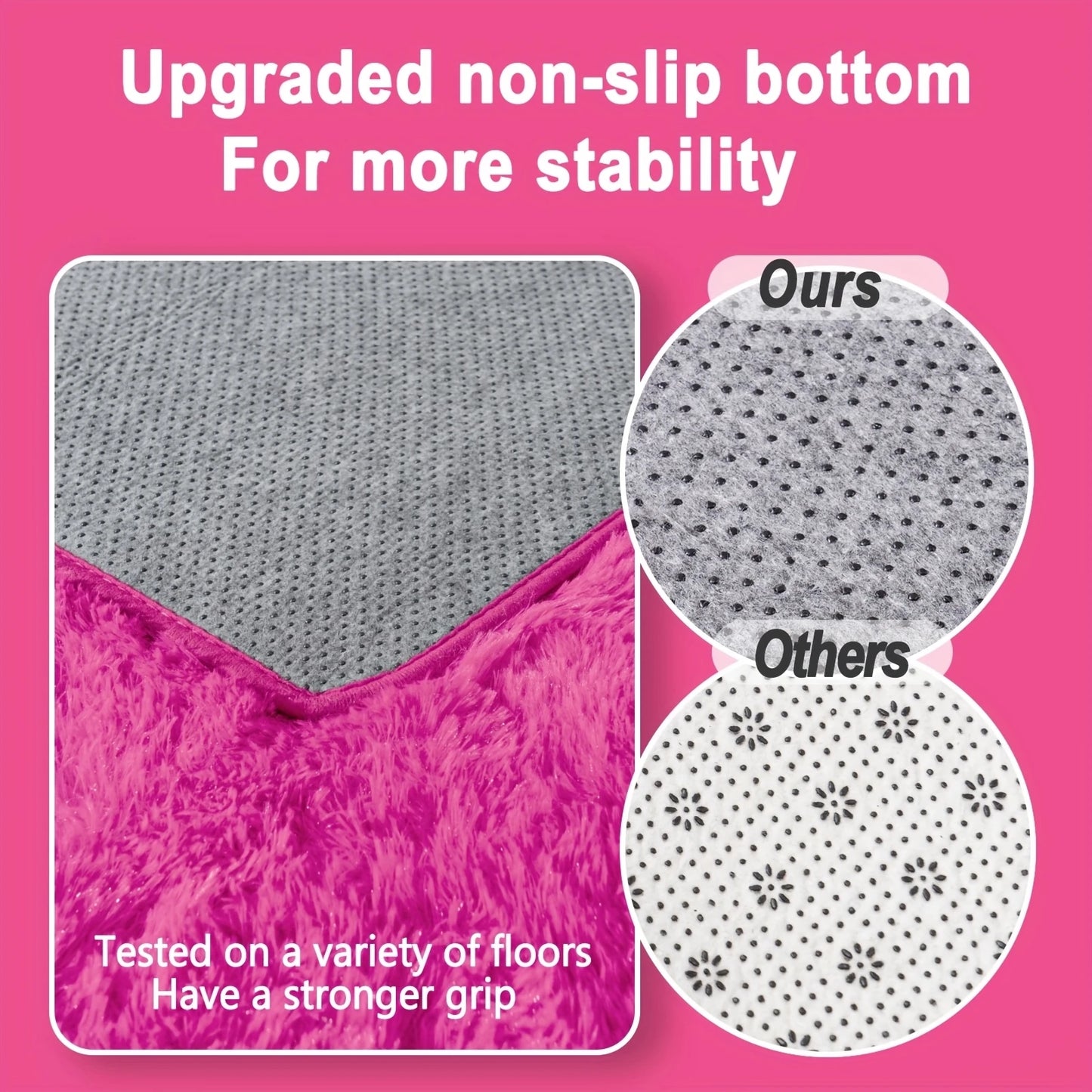 Soft Shaggy Non Slip Rug For Living Room Bedroom Nursery With Rug Stickers And Grippy Pad-A