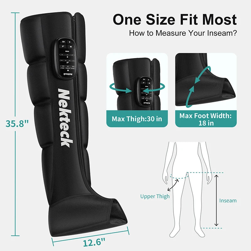 Nekteck Cordless Air Pressure Leg Massager With Four Chamber Foot Boots Kneading And Travel Storage Bag-A