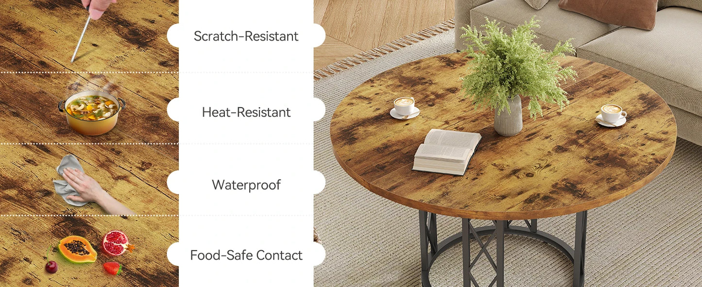 Tribesigns Round Dining Table Farmhouse Style For Dining Room With Scandinavian Inspired Curves Durable Everyday Use-A
