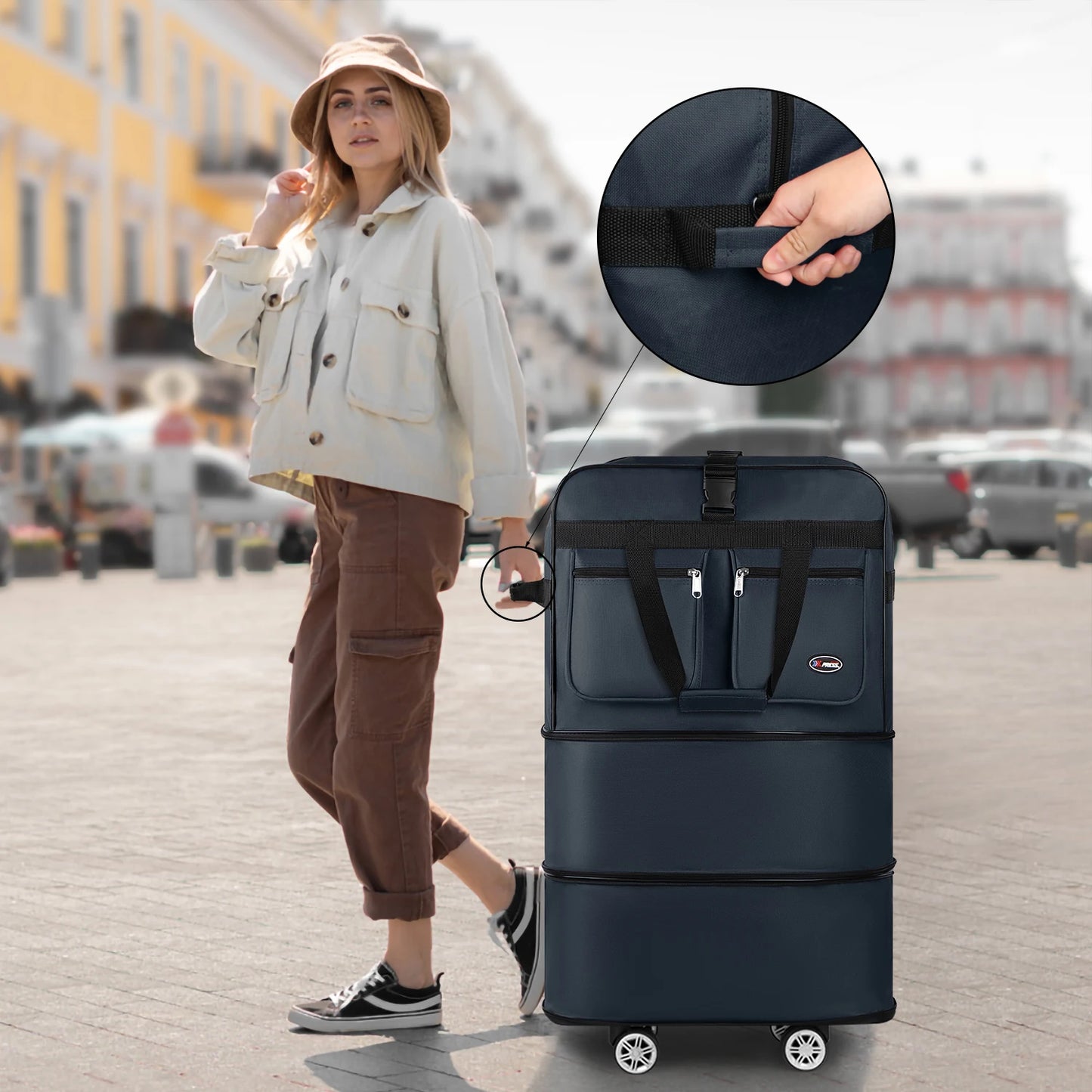 New York XPress Foldable Expandable Travel Luggage Bag Water Resistant Lightweight Durable Travel Companion-A