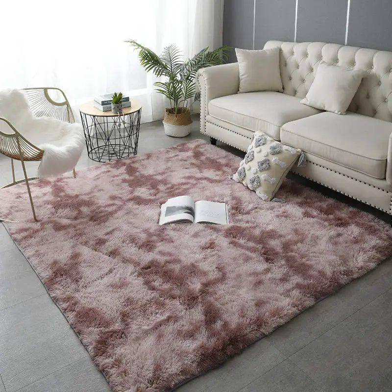 Rakks Tie Dye Silk Plush Geometric Living Room Rug 100 Percent Polyester Pile Ultra Soft-A