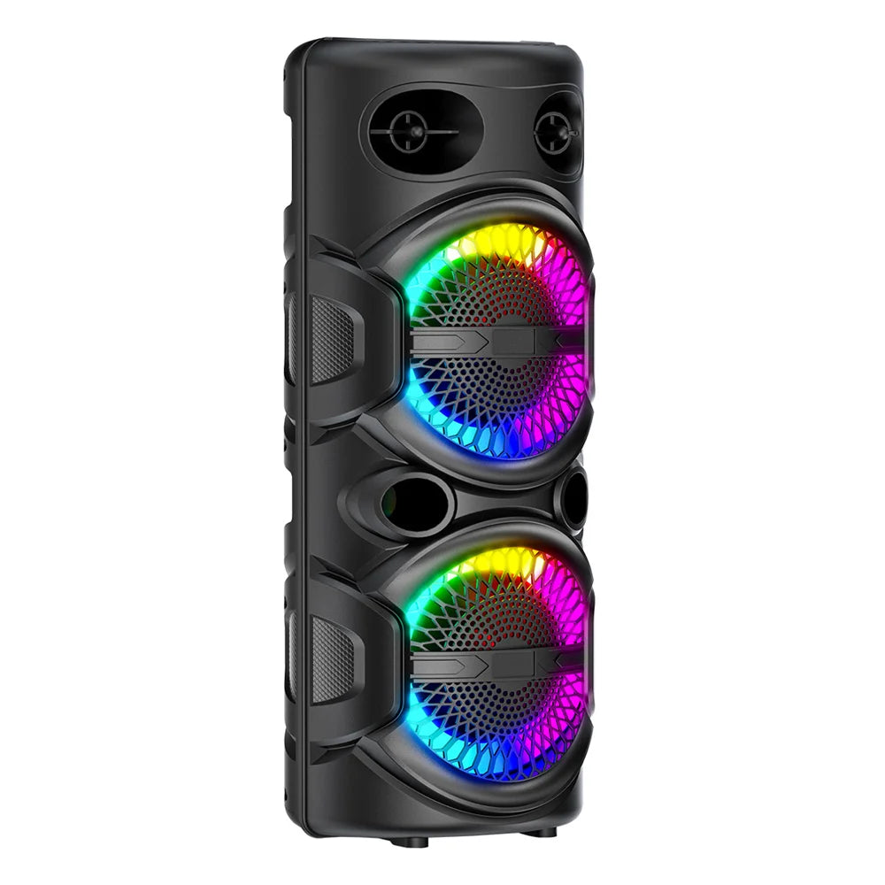 Curuk 3000W Portable Bluetooth Speaker Karaoke DJ System With Dual 8 Inch Subwoofers For Parties And Events-A