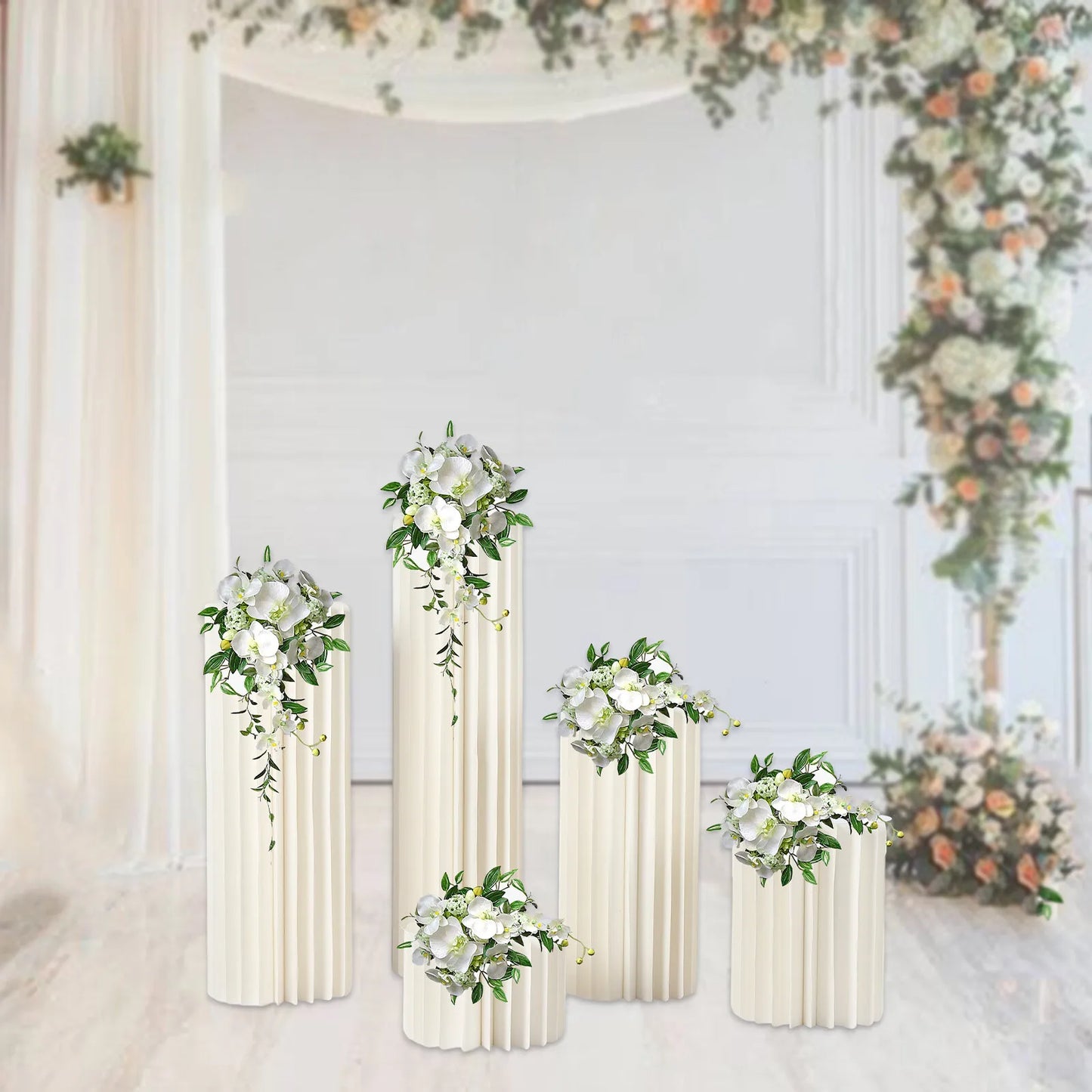 Wedding Centerpieces Cardboard Flower Stand Set Five Piece With Honeycomb Core And Acrylic Plate-A