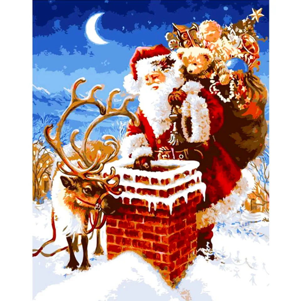 Nianhua 5D Diamond Painting Santa Claus Mosaic Kit Christmas A Full Drill Canvas With Square Or Round Drills-A