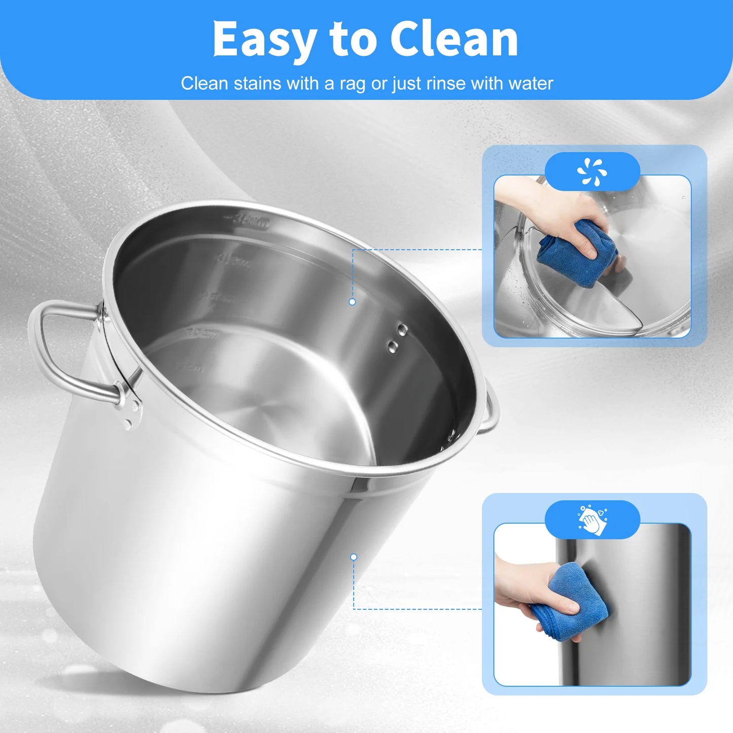 Stainless Steel Soup Pot With Lid And Handles Induction Compatible