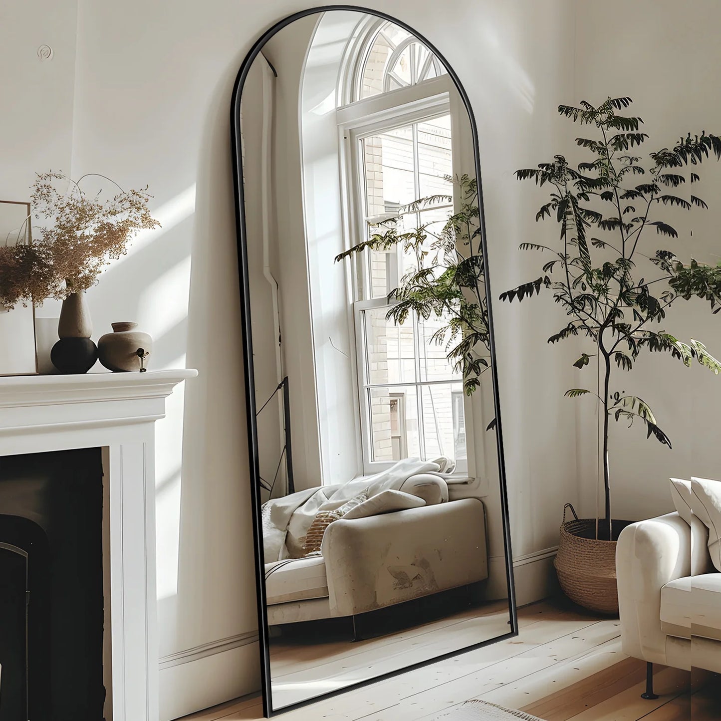 Antok Floor Mirror With Stand Full Length Arch Top 58 Inch Tall 19 Inch Wide For Bedroom And Living Room-A
