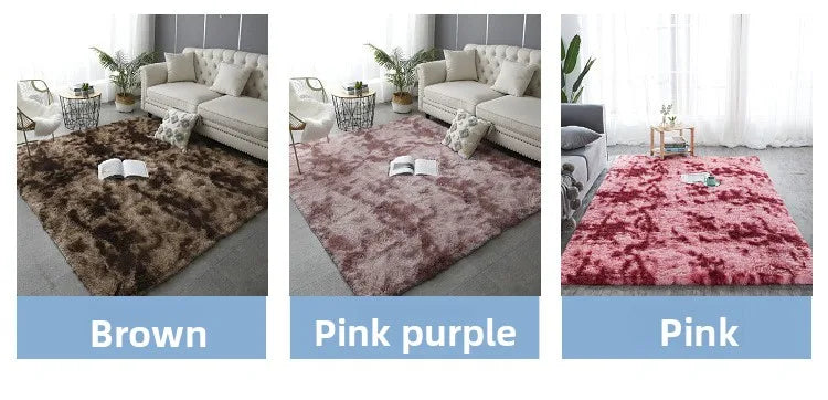 Rakks Tie Dye Silk Plush Geometric Living Room Rug 100 Percent Polyester Pile Ultra Soft-A