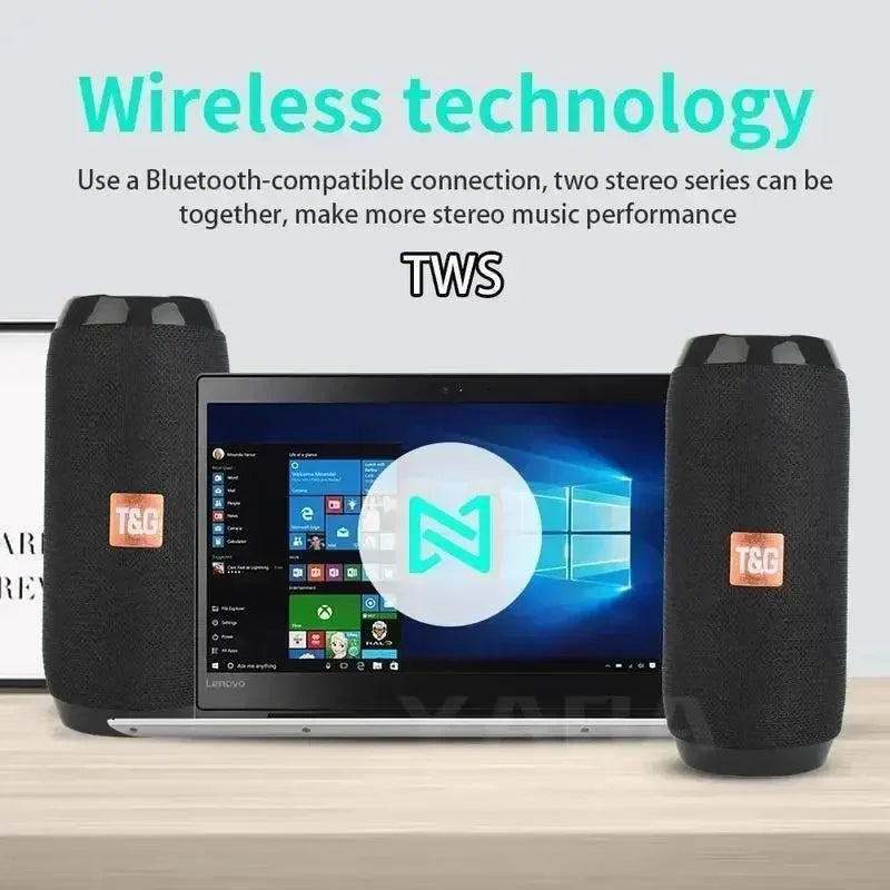 Portable Bluetooth Speaker TWS Wireless IPX5 Waterproof 1200mAh Battery FM Radio With Dual High Performance Drivers-A