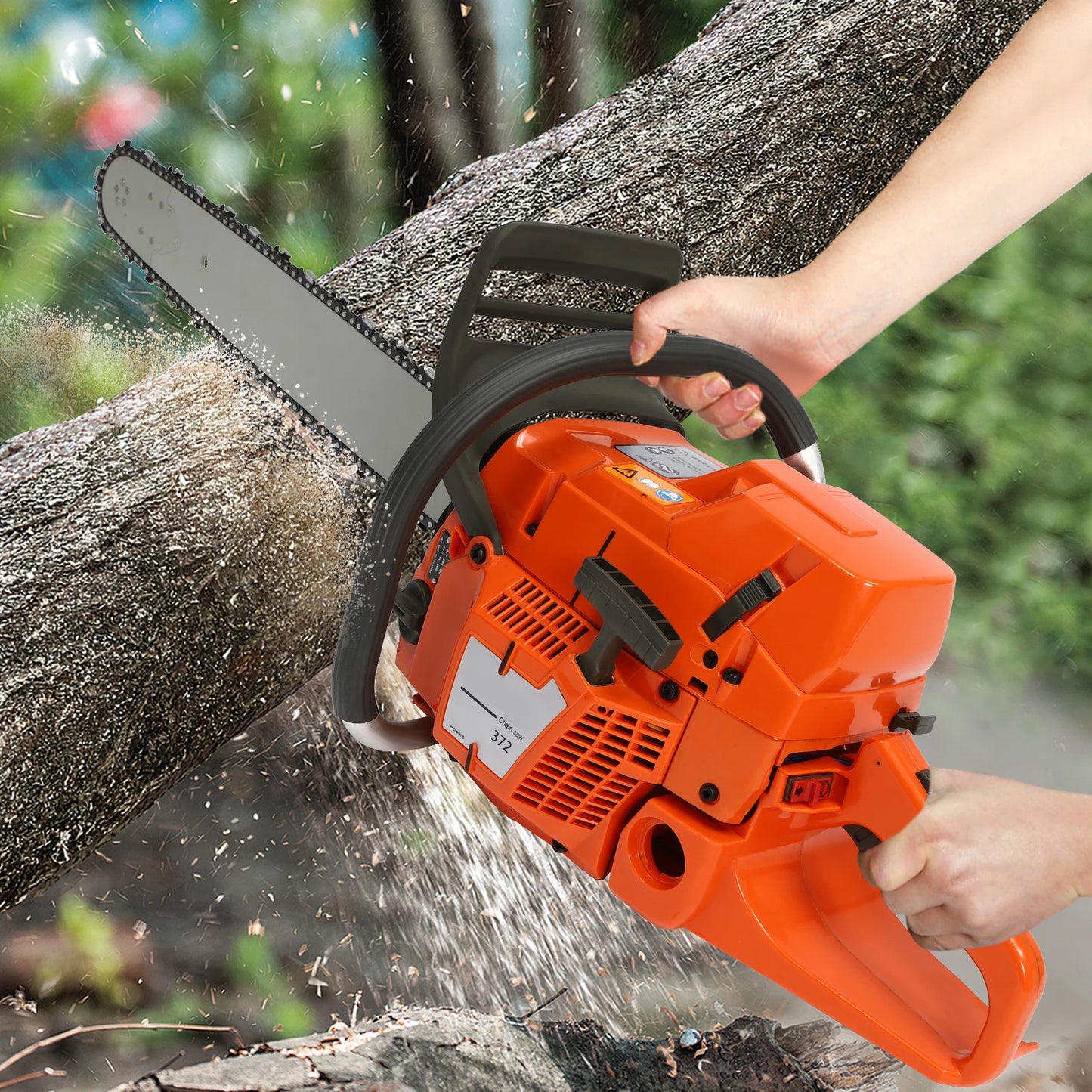Cheuraivee Gas Powered Chainsaw With Two Stroke Engine Handheld Wood Cutting Tool-A