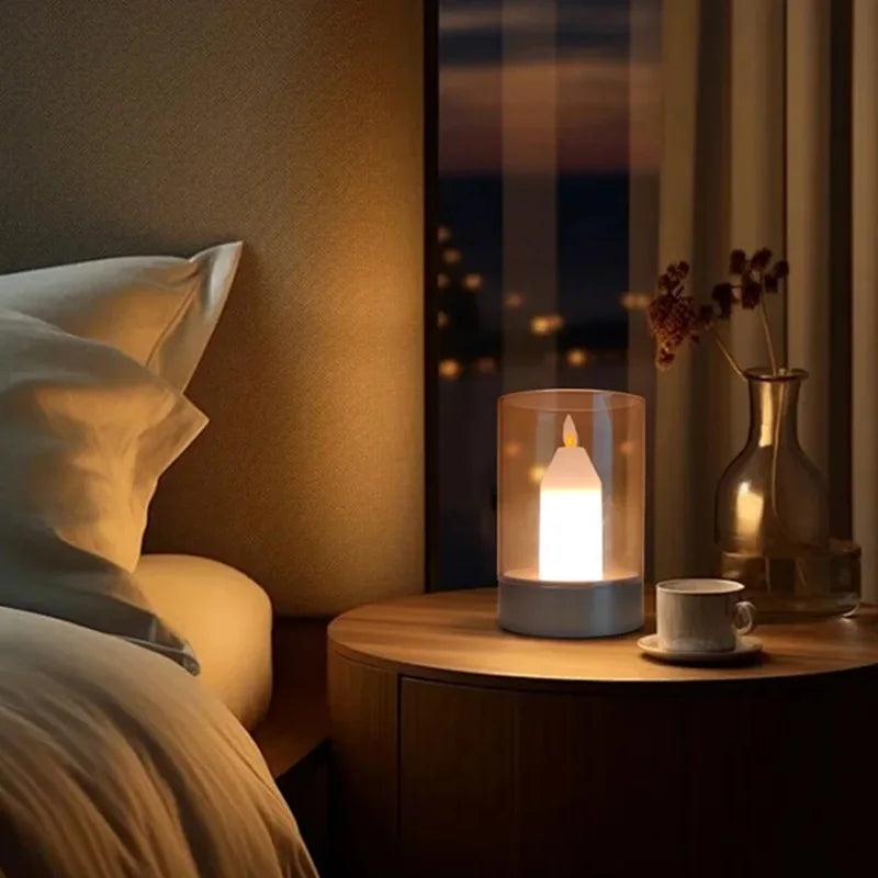 Rechargeable LED Flameless Candle Night Light With Manual Sensor Lamp