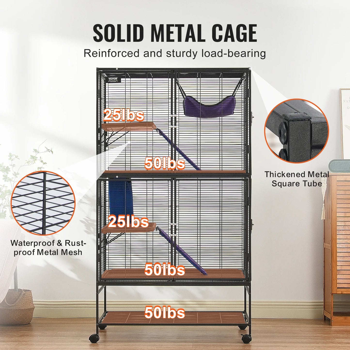 SucceBuy Rolling Four Tier Critter Nation Cage For Small Animals Ferret Hamster With Ramps And Hammock-A
