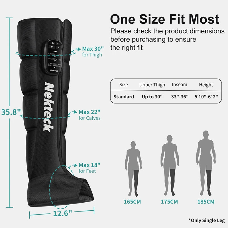 Nekteck Cordless Air Pressure Leg Massager With Four Chamber Foot Boots Kneading And Travel Storage Bag-A