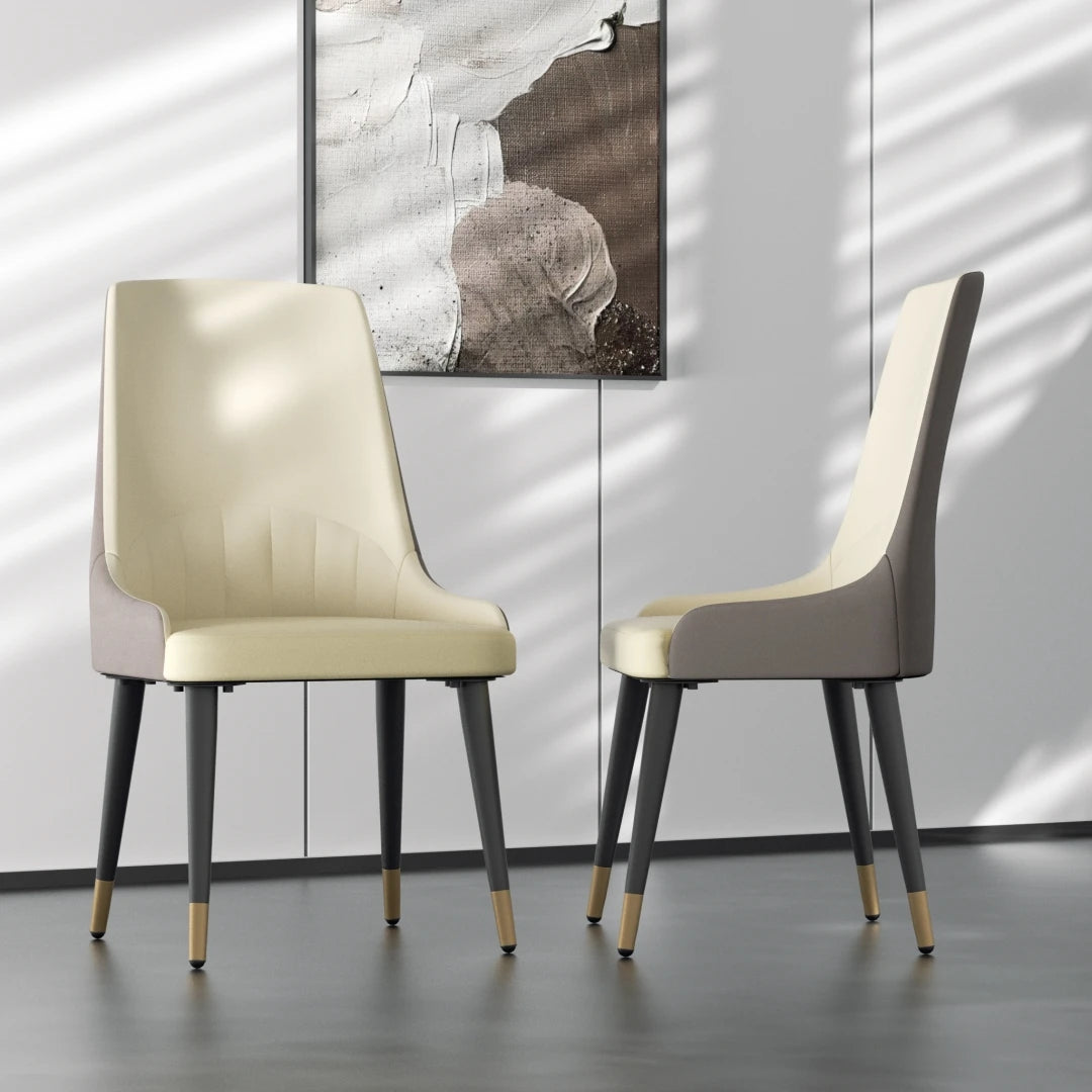 Luvodi Luxury Microfiber Leather Dining Chairs Set A With High Back 43 Cm And Lion Knocker Accent-A