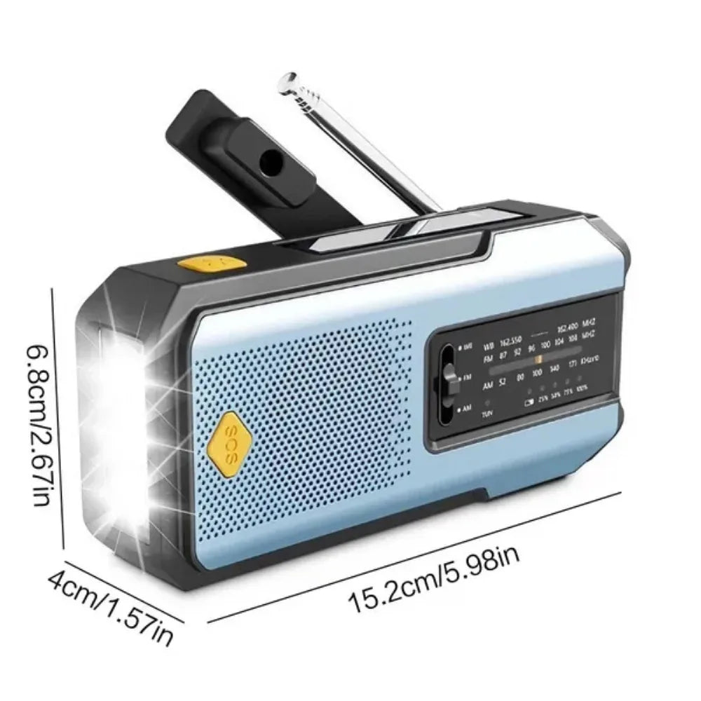 STONEGO Emergency Solar Hand Crank Radio Power Bank with NOAA Weather Alerts