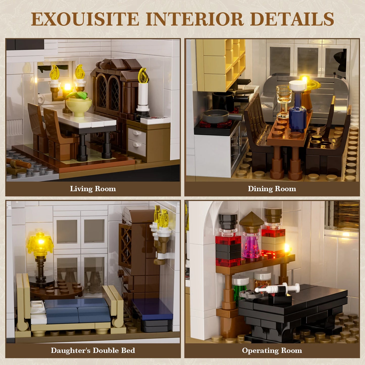 Magic House Building Set Owens House LED Light Victorian Mansion For Home Decor Accent-A