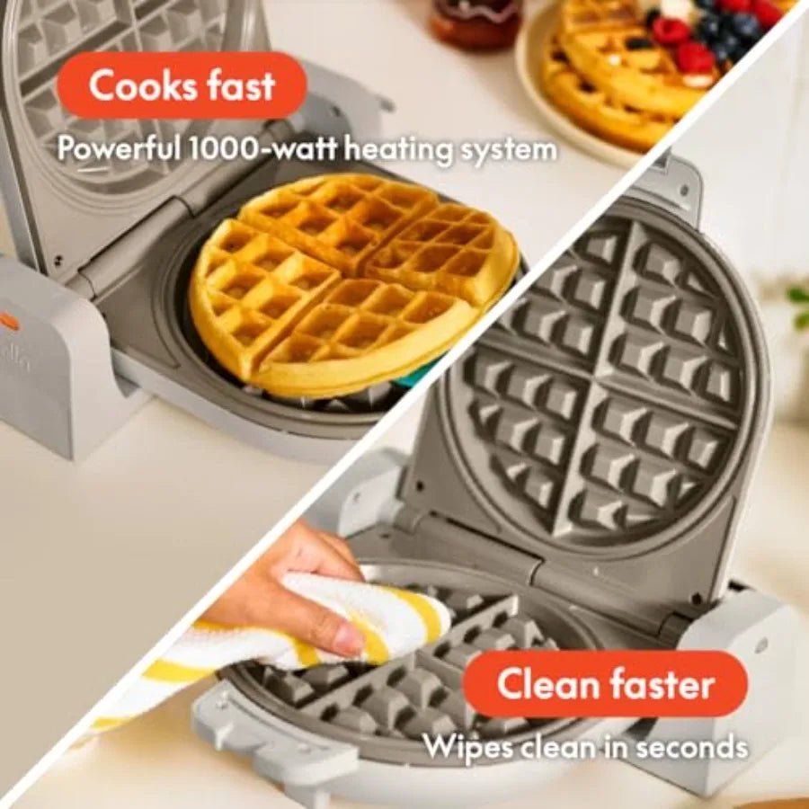 Flip-n-Store Waffle Maker With EverGood Ceramic Nonstick Coating For Easy Release And Cleanup-A