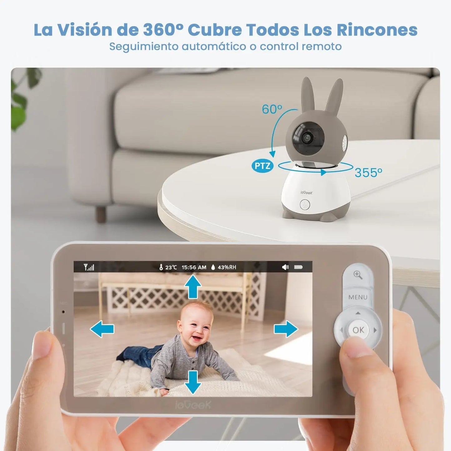 IEGEEK Baby Surveillance Camera 2K 3MP With 360 PTZ Monitor