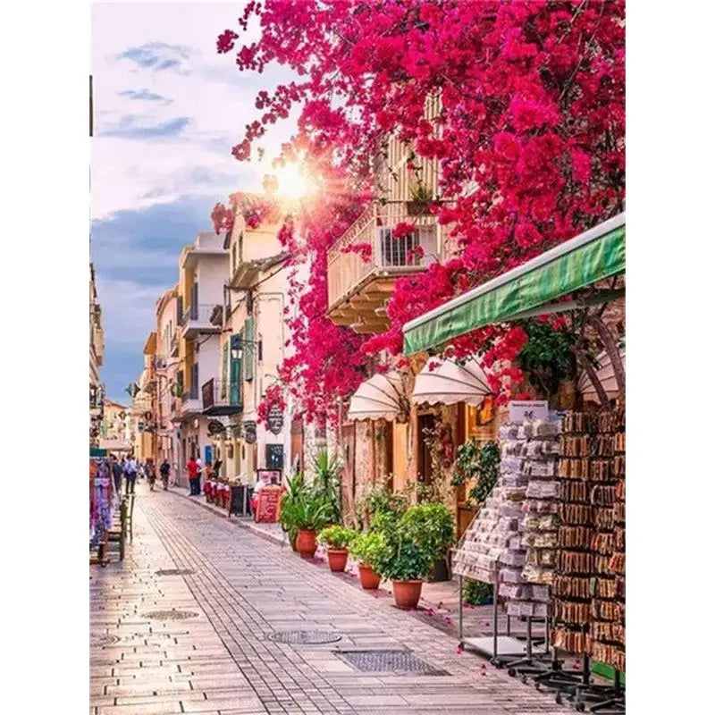 Fairy Dust Resin 5D Diamond Painting Kit Town Full Square Drill Velvet Canvas With Dense Coverage-A