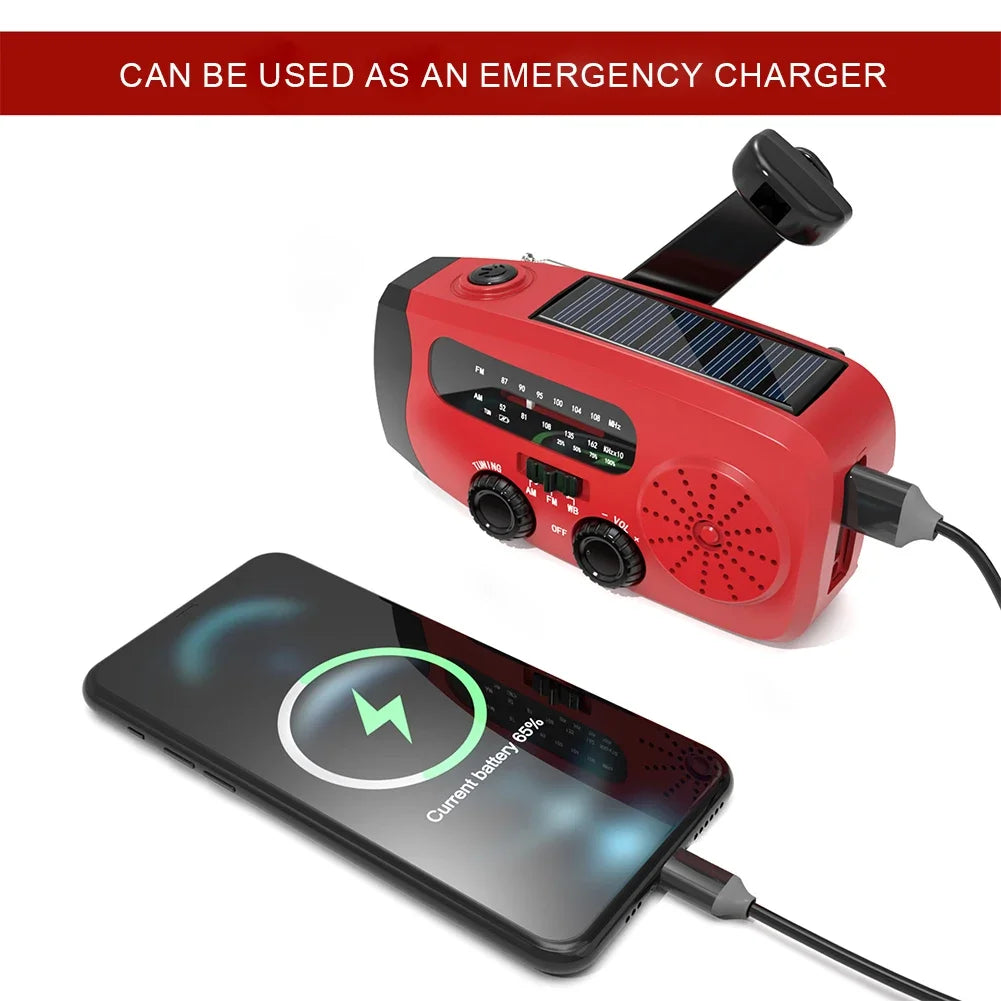 ANENG Portable Emergency Crank Radio With Solar Power And Flashlight