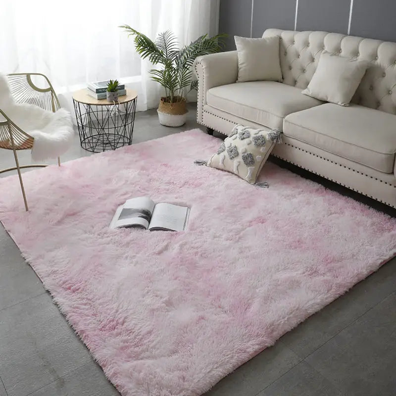 Rakks Tie Dye Silk Plush Geometric Living Room Rug 100 Percent Polyester Pile Ultra Soft-A