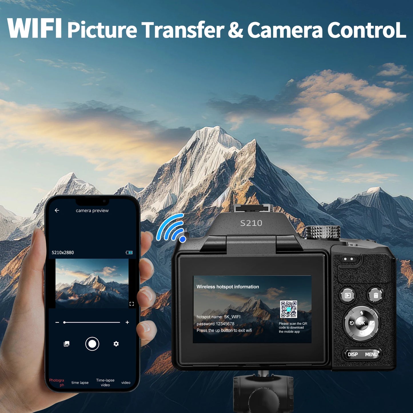 NBD S210 64MP Lens Style Camera With 16x Optical Zoom WiFi And 4K Video For Vloggers-A
