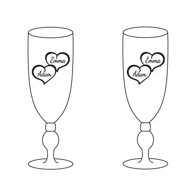 Personalized Wedding Champagne Flutes Set Of 2 With Custom Laser Engraving Gift For Bride And Groom-A
