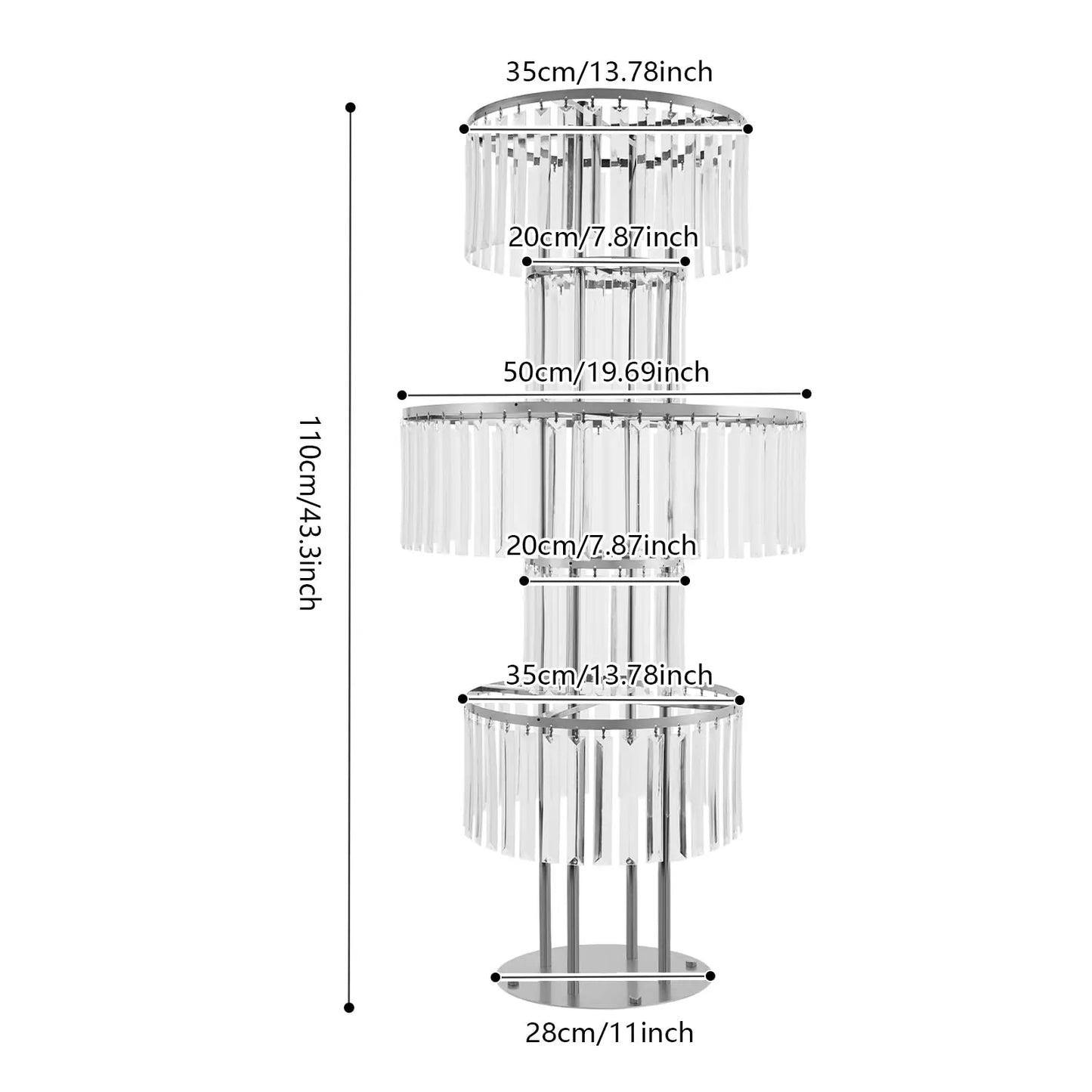 Bymaocar 2 Piece 5 Tier Crystal Vase Centerpiece For Wedding Tables With Elegant Cross Structure-A