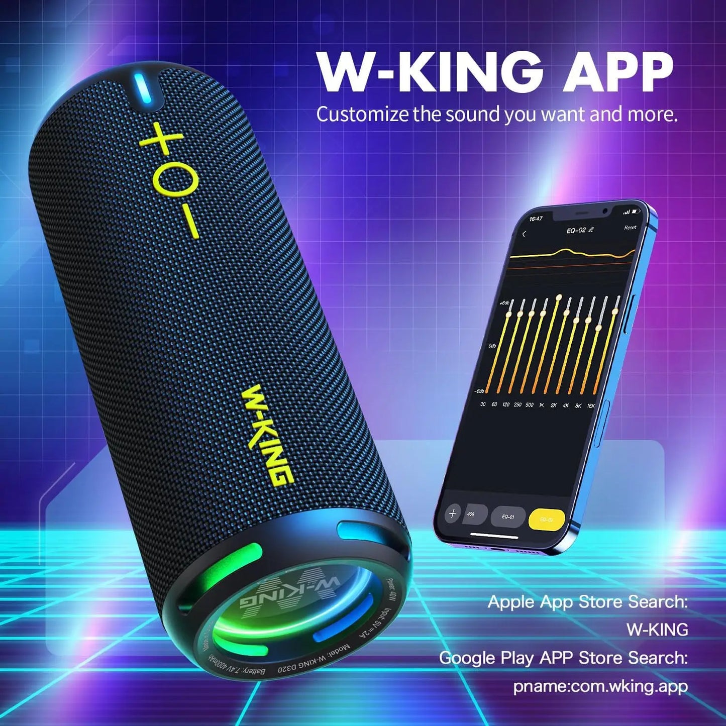 W King D320 40W Portable Bluetooth Speaker IP67 Waterproof Outdoor Rugged For Camping Beach And Backyard Parties-A