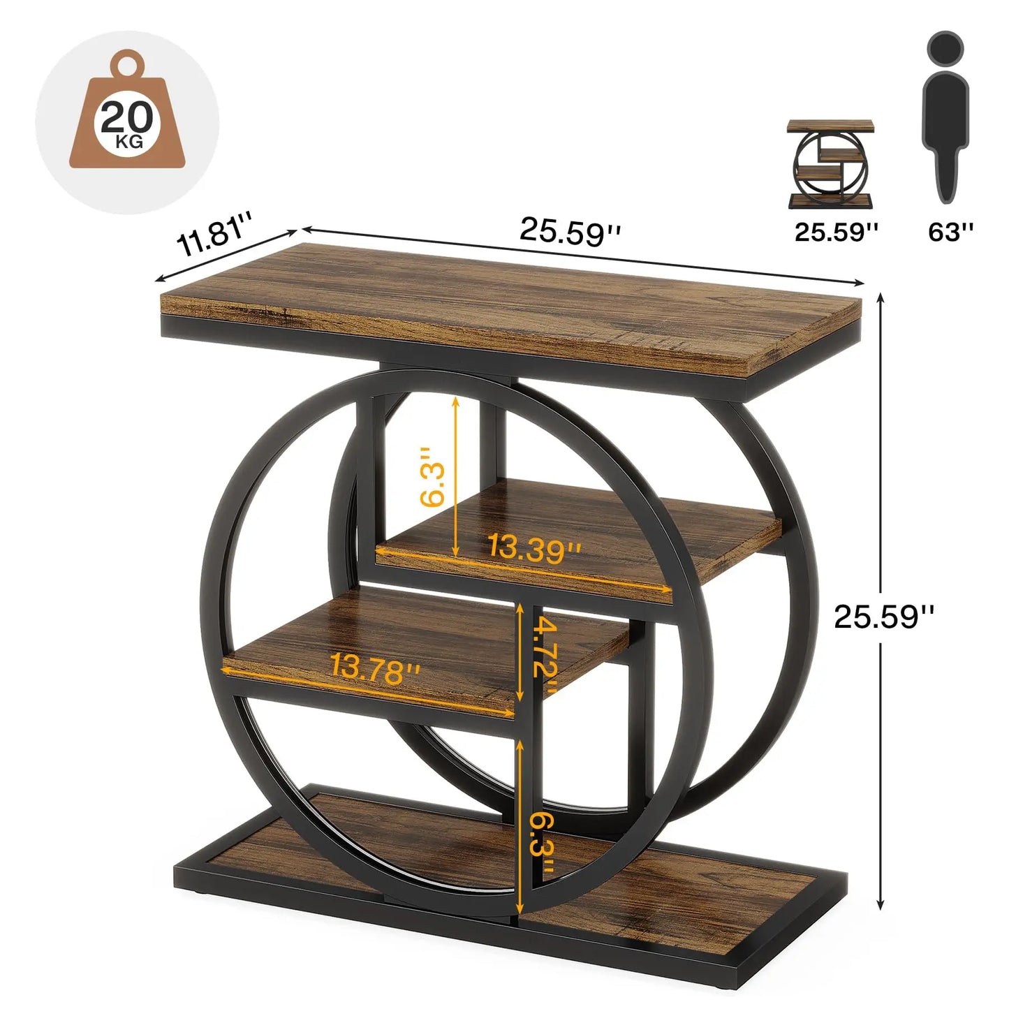 Tribesigns End Table With Storage Shelves For Living Room Industrial Rustic Compact Side Table-A