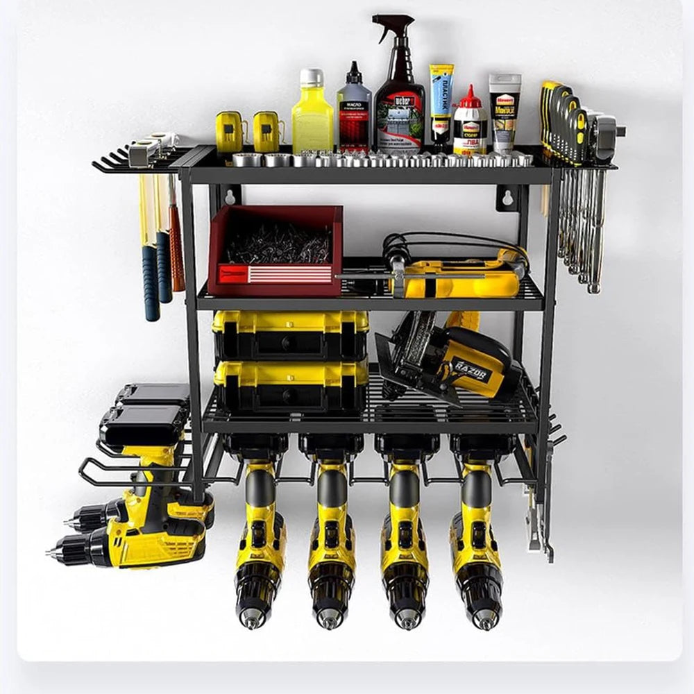 Twister CK Four Layer Wall Mounted Power Tool Organizer Rack For Garage And Workshop Storage-A