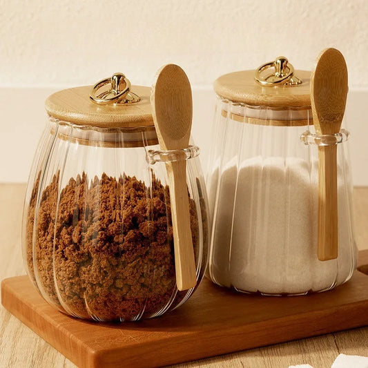 Sealed Glass Storage Jar With Lid And Spoon