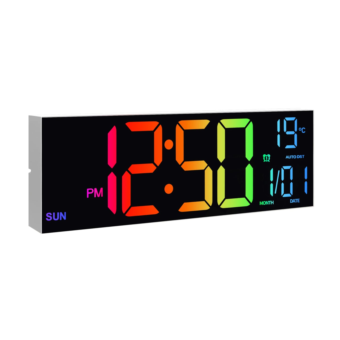 Digital Wall Clock With Large LED Display And Remote 16 Inch 9 Color Modes Night Light For Living Room-A
