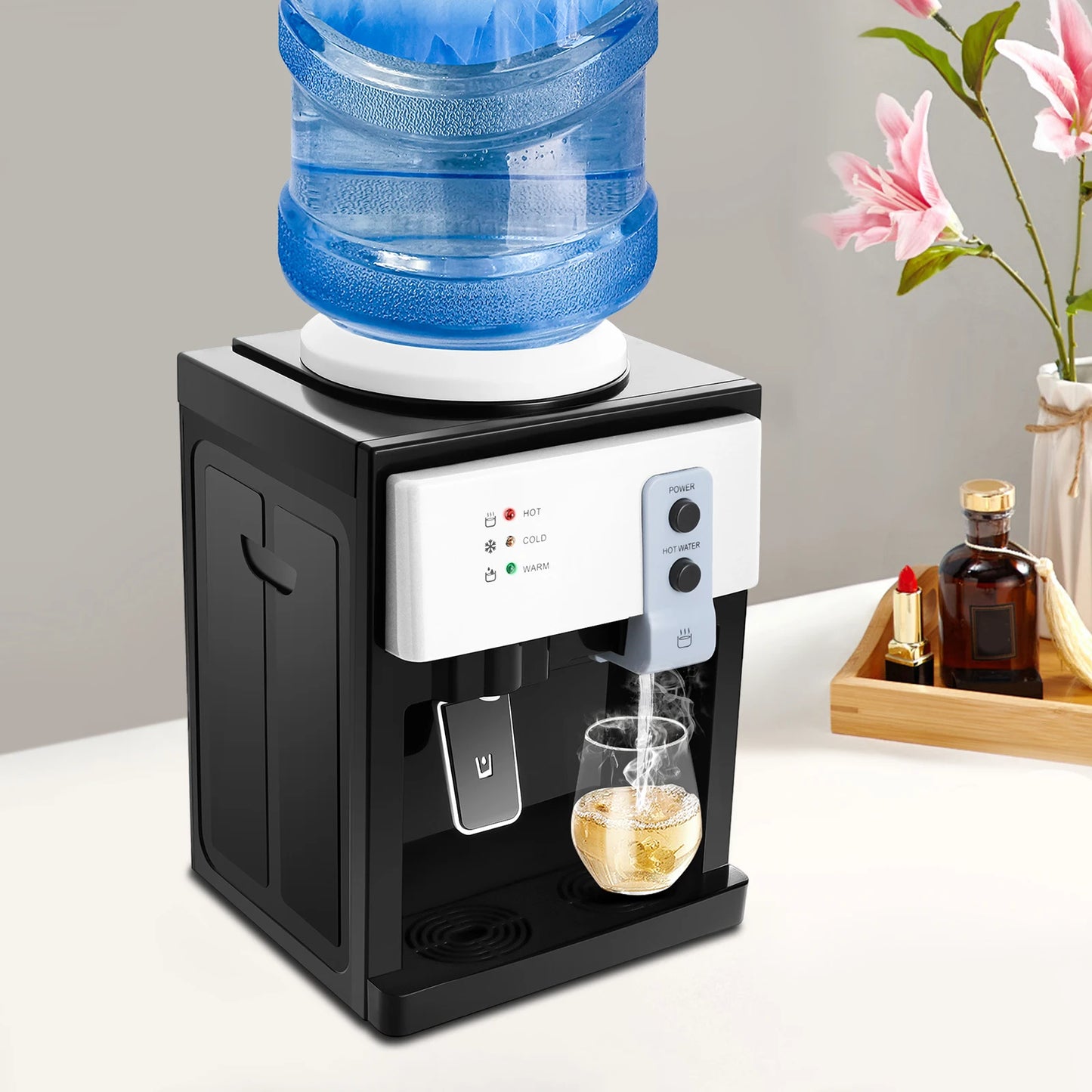 HS 09 Hot Cold Desktop Water Dispenser With Detachable Reservoir And Stainless Steel Liner For Home Office-A
