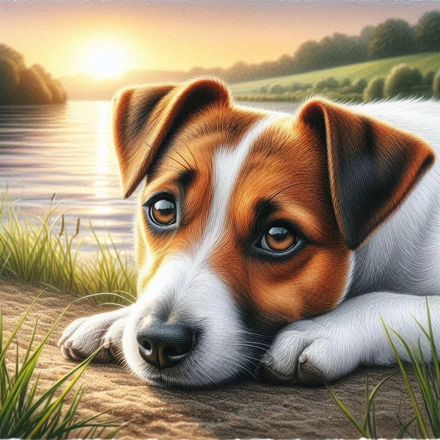 5D Diamond Art Painting Jack Russell Terrier Mosaic Kit A Full Pasting Area Includes Canvas Tools-A