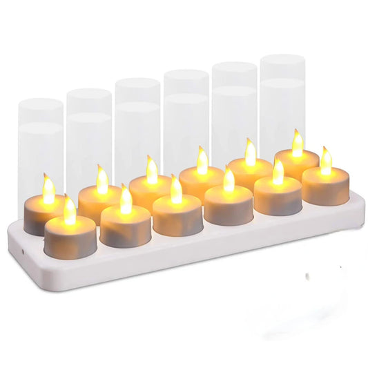 JONCELY LED Rechargeable Flameless Tea Lights USB Cup for Weddings