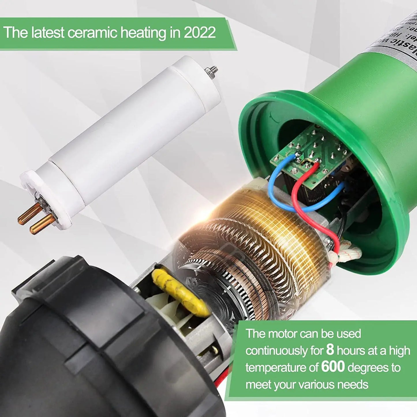1600W Plastic Welder Hot Air Torch For PE PVC Repairs With Adjustable 20 To 600 Celsius Digital Display Seams-A