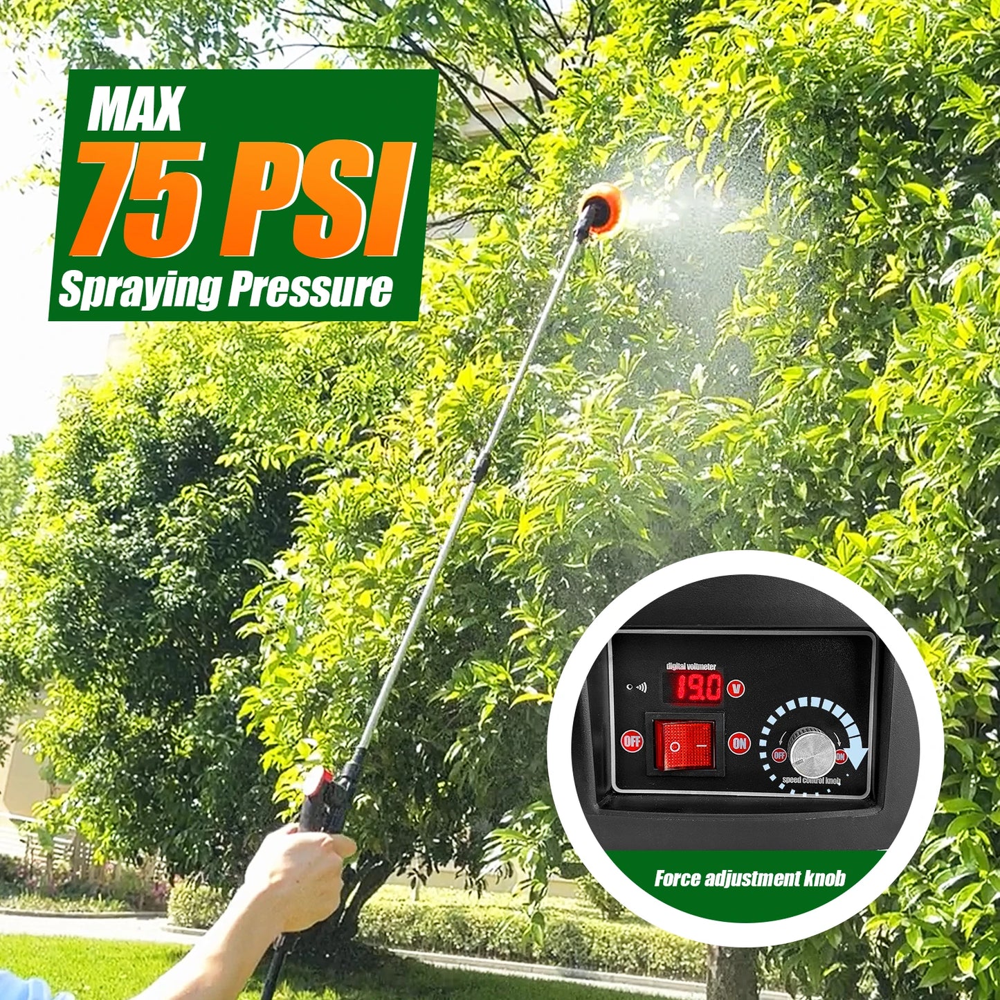 Garden Backpack Sprayer Cordless Electric 100 PSI 21V Battery 4 Gallon Tank Telescopic Wand With 5 Nozzles-A