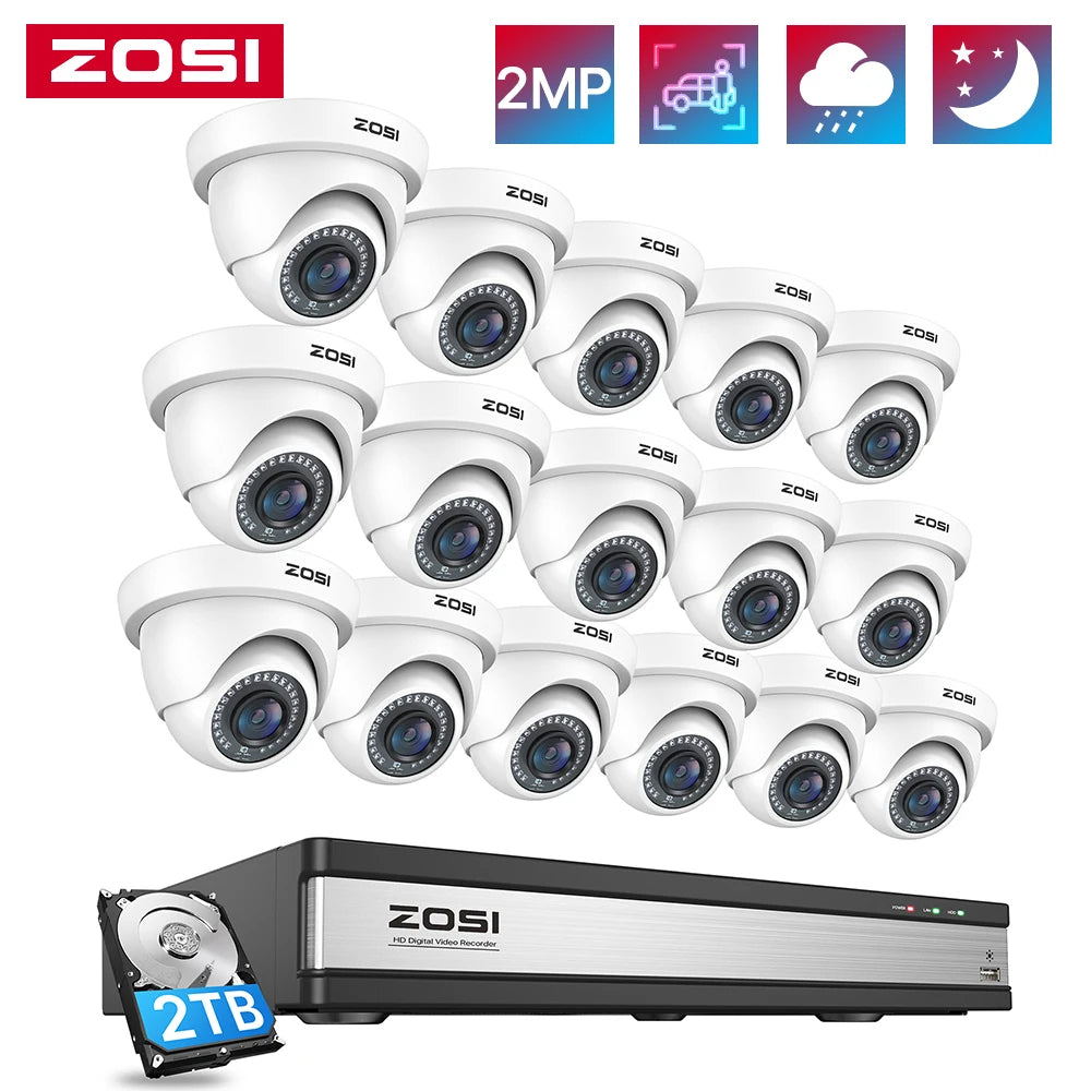 ZOSI 16 Channel 1080P Security Camera System H265 DVR