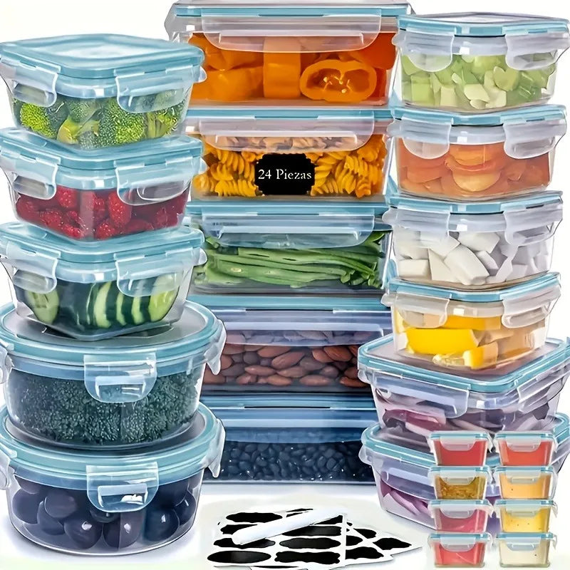 Airtight Food Storage Containers 48 Piece Set Stackable With Locking Lids BPA Free Leak Proof Labels Included-A
