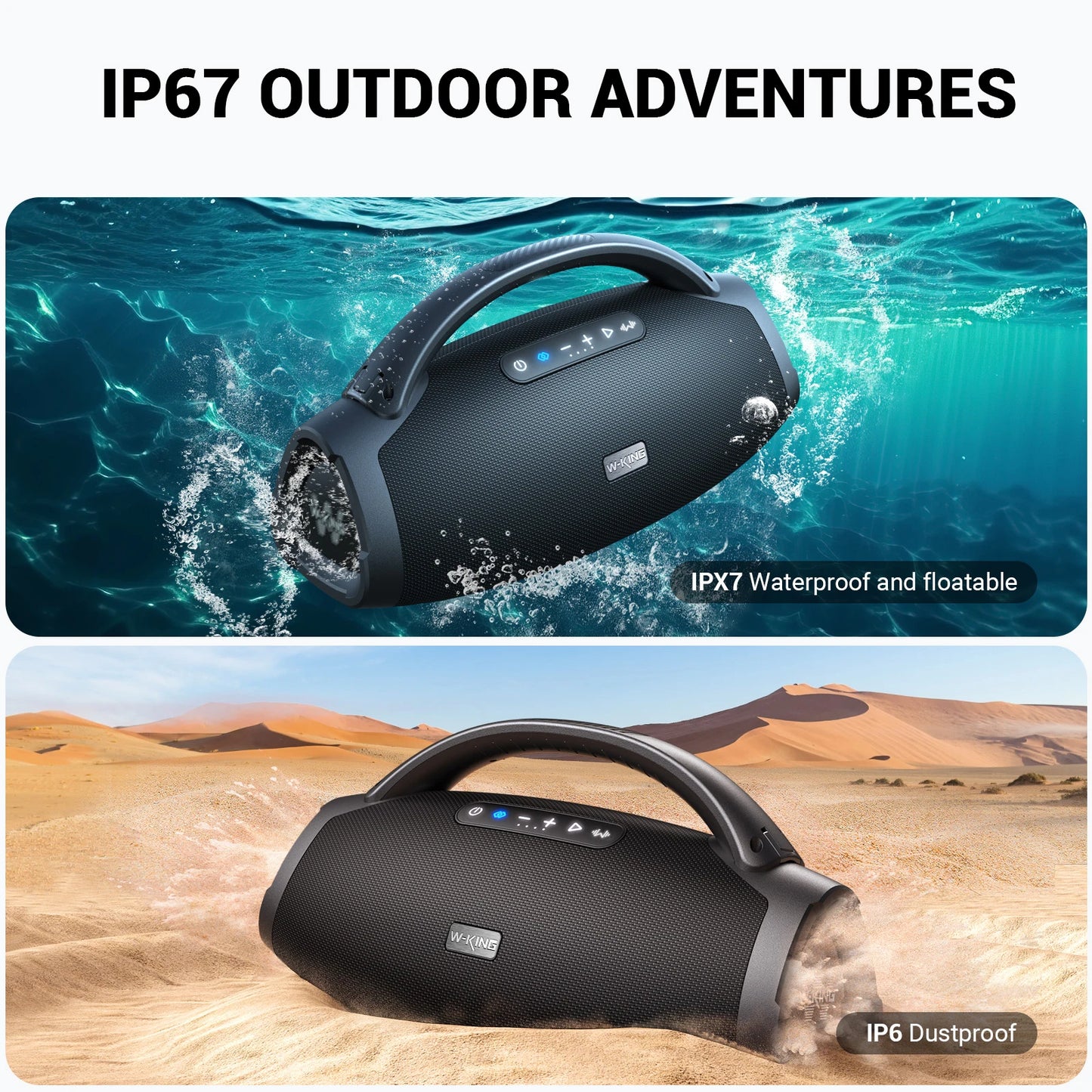 W King X20S Bluetooth Speaker With Strap IPX7 Waterproof 140W RMS Five Driver System Outdoor-A