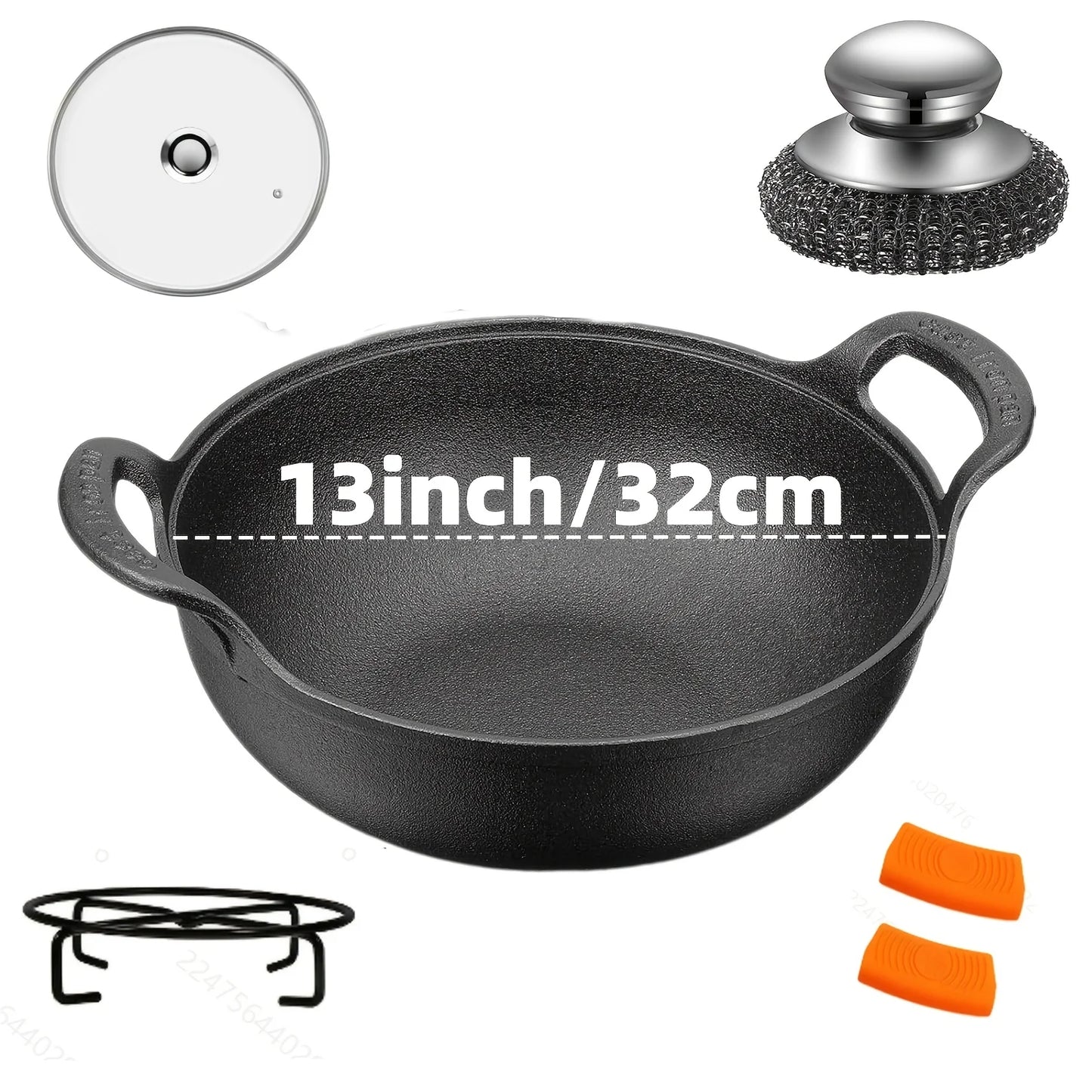 AEDG Cast Iron Skillet Set Preseasoned For Oven Grill Campfire