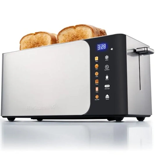 Long Slot 4 Slice Toaster With Bagel And Led Timer