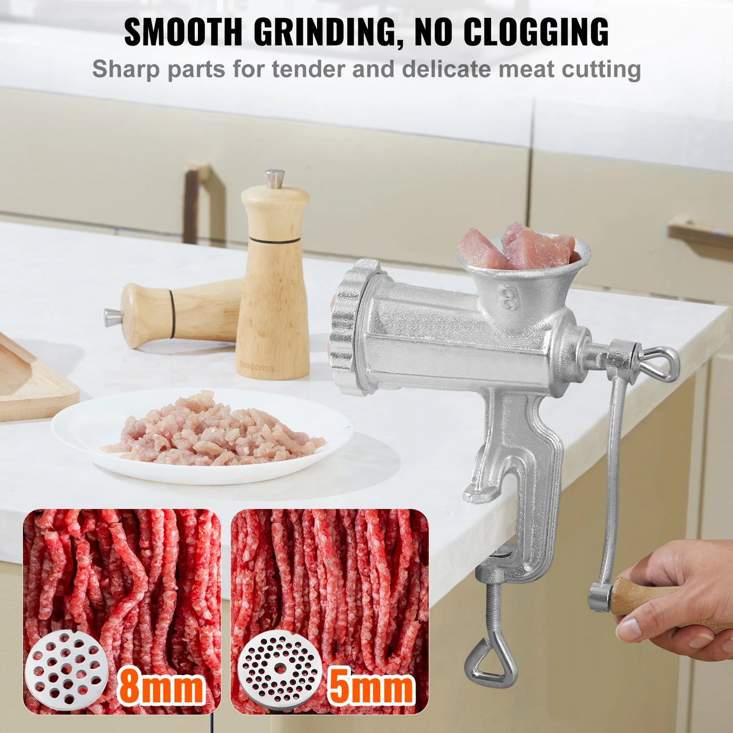 SucceBuy Manual Meat Grinder Heavy Duty Cast Iron Table Clamp Sausage Maker
