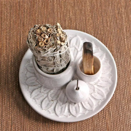 4 in 1 Ceramic Incense Burner Palo Santo Holder Stand